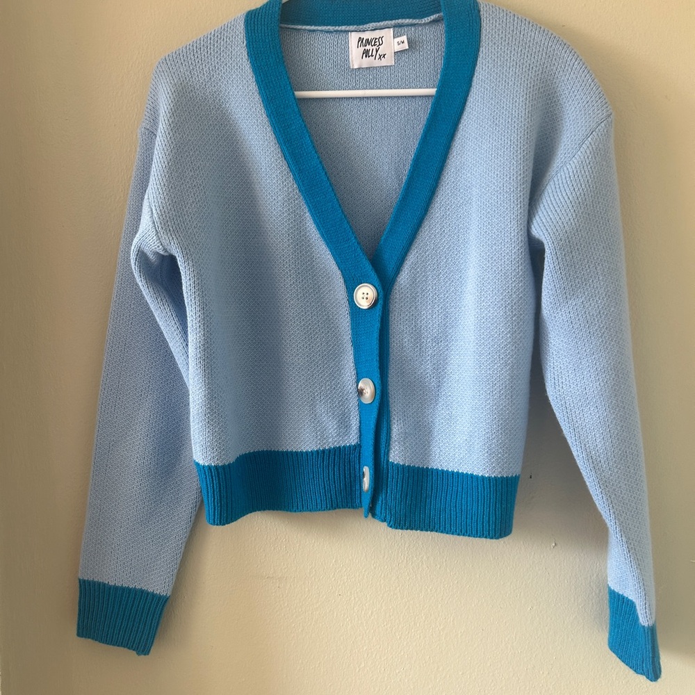 Princess Polly Light Blue and Teal Cardigan
